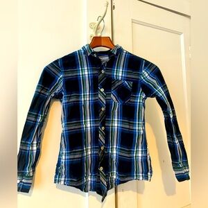 Kid’s Blue Plaid Long-Sleeved Button-Up